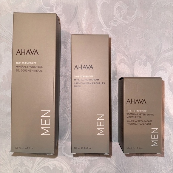 AHAVA Men’s 3 piece skin care set, Mineral Shower Gel/Hand Cream/After-Shave - Picture 1 of 16